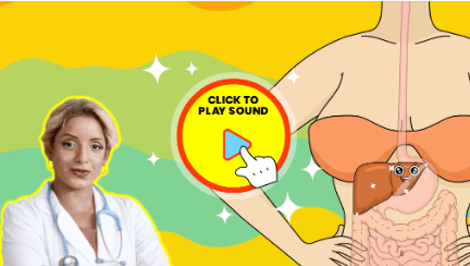 Doctor next to human digestive system illustration