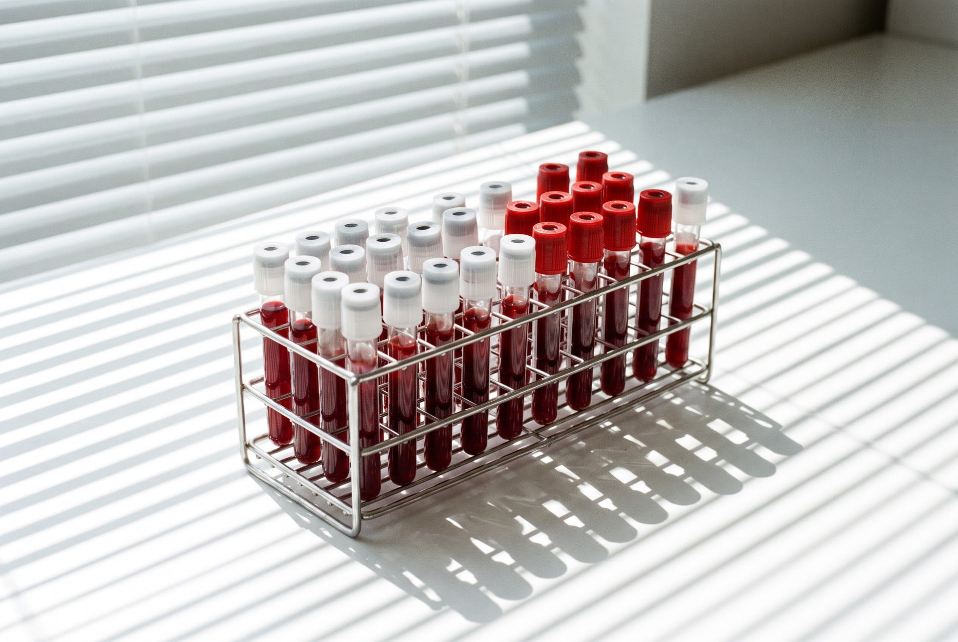 Rack of blood tubes