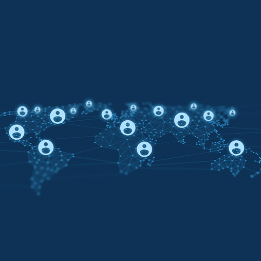 Global network map with user icons