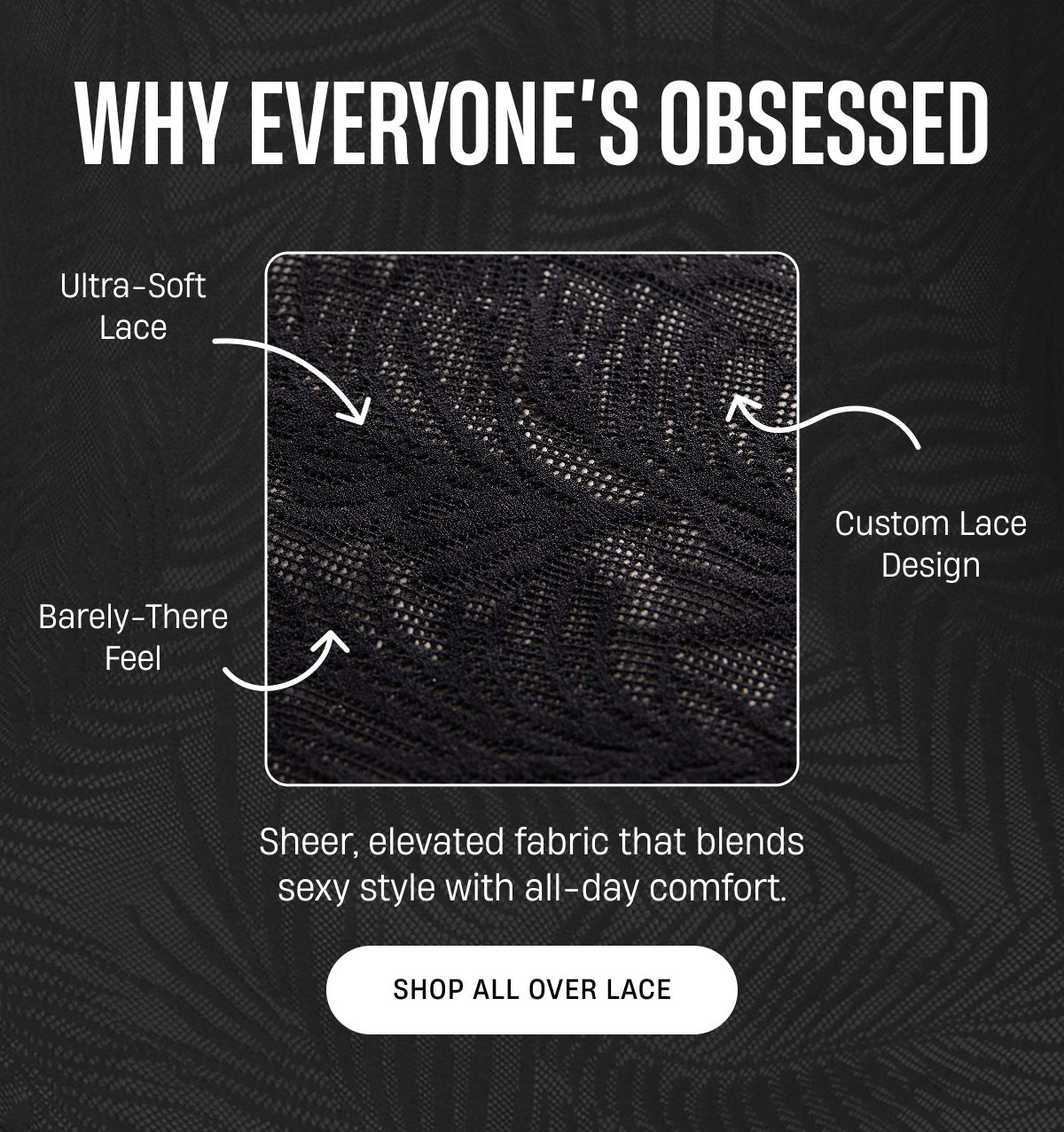 Ultra soft lace, Barely there feel, Custom lace design | Shop All Over Lace