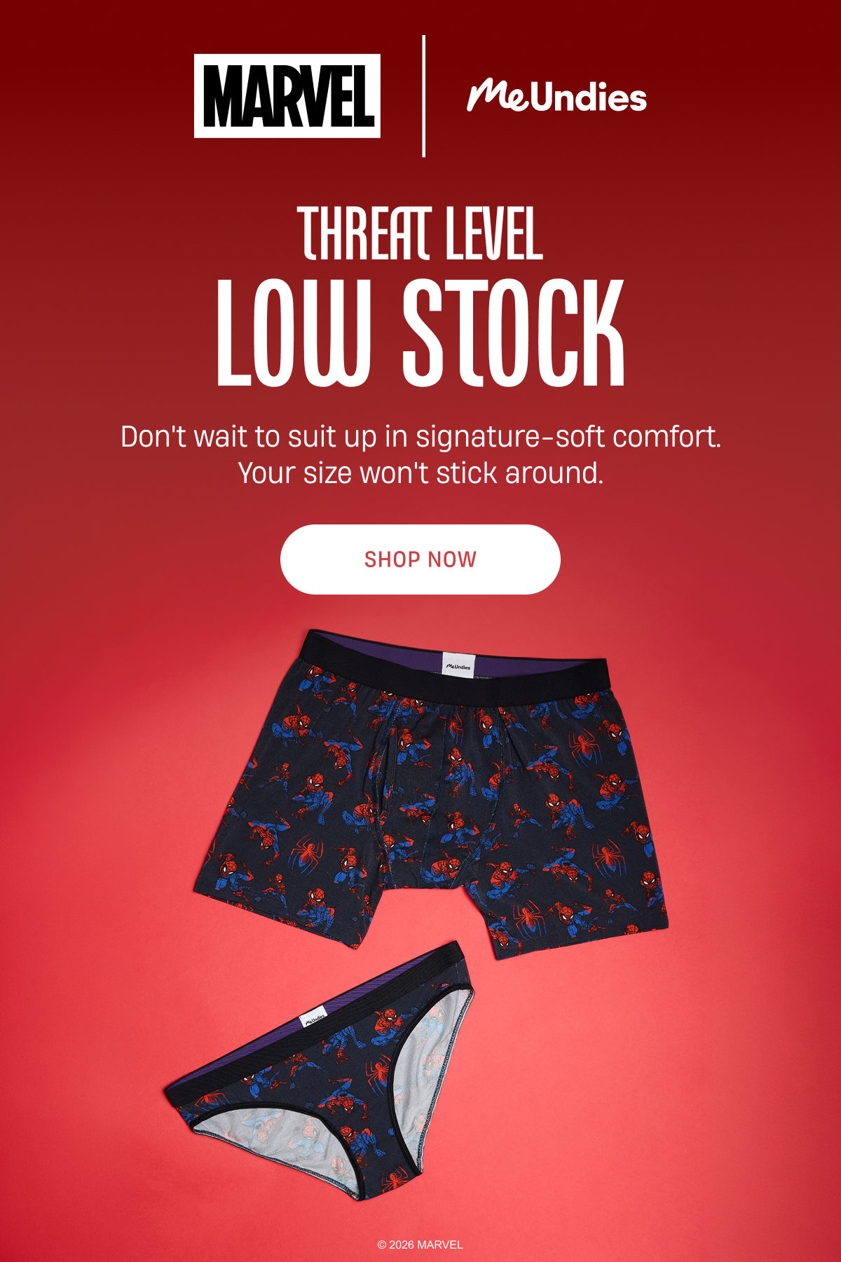 Marvel MeUndies | Threat level low stock 