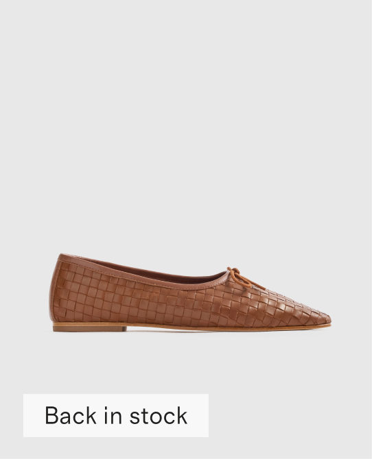 Italian Leather Handwoven Square Toe Ballet Flat