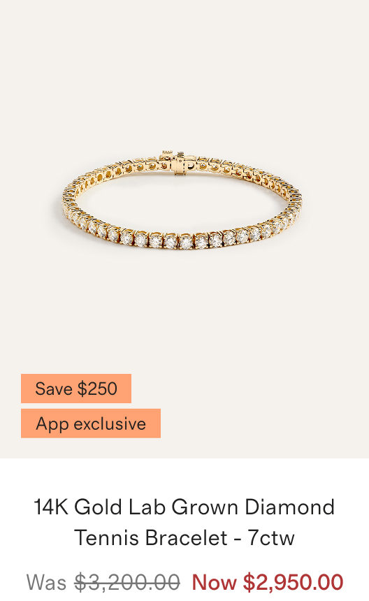 14K Gold Lab Grown Diamond Tennis Bracelet - 7ctw