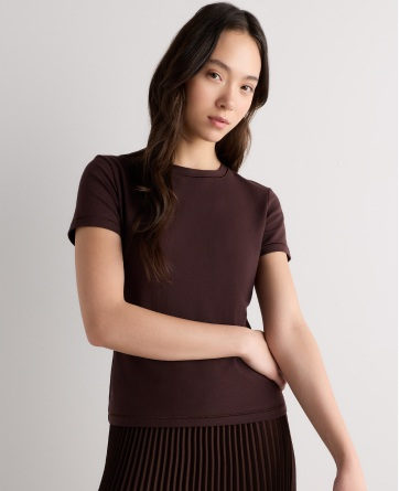 Stretch Cotton Jersey Cropped Fitted T-Shirt