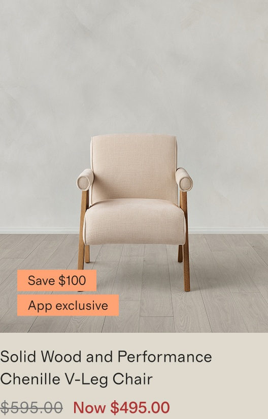 Solid Wood and Performance Chenille V-Leg Chair