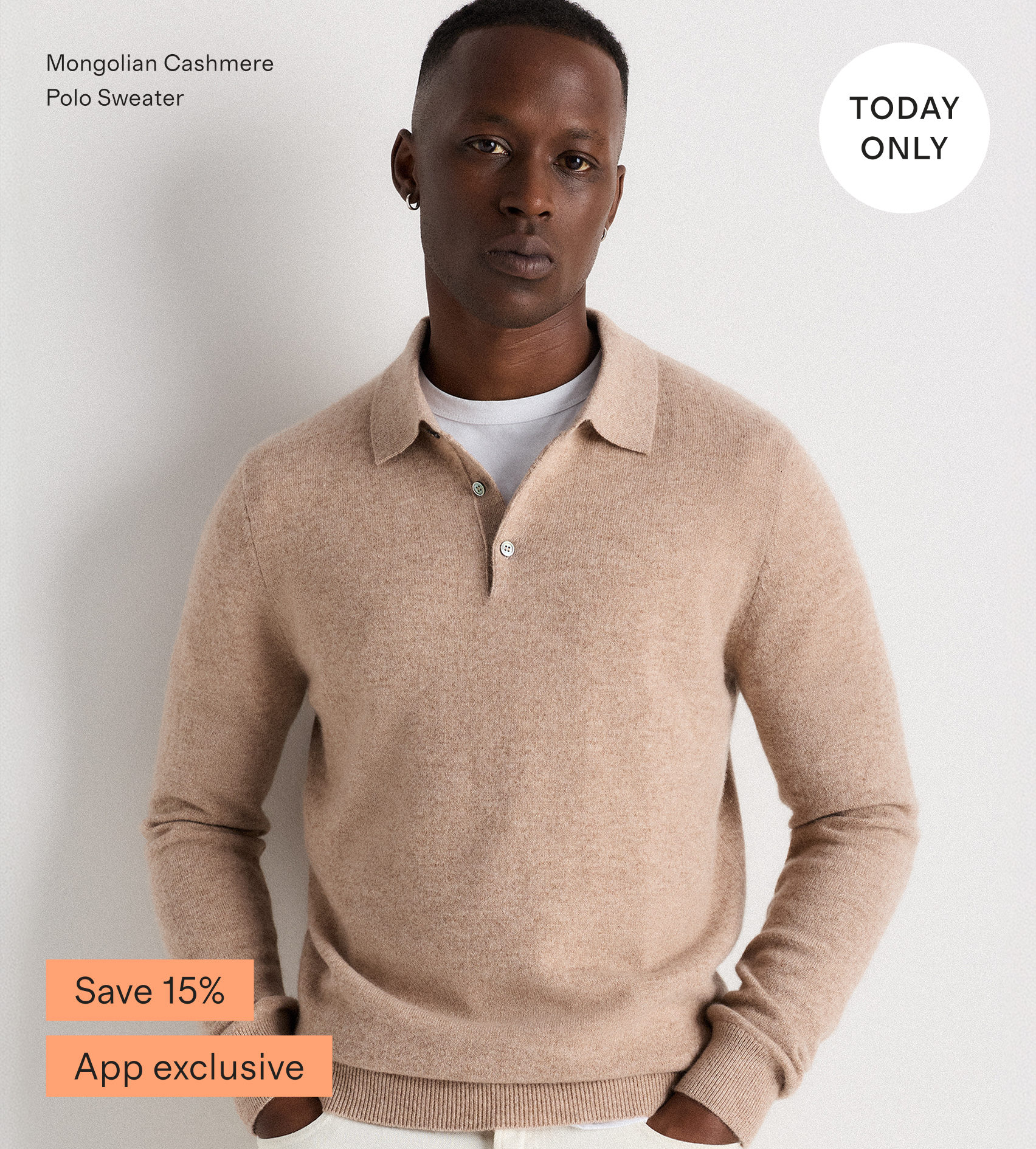 Mongolian Cashmere Polo Sweater
