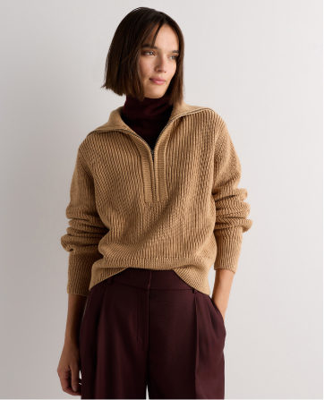 Organic Cotton Collared Quarter Zip Sweater