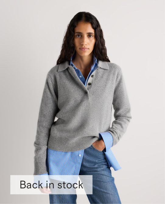 Mongolian Cashmere Button Polo Sweater
