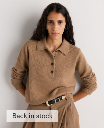 Mongolian Cashmere Button Polo Sweater