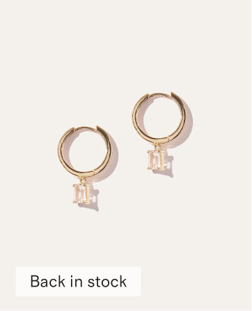 Emerald Cut Topaz Dangle Hoops