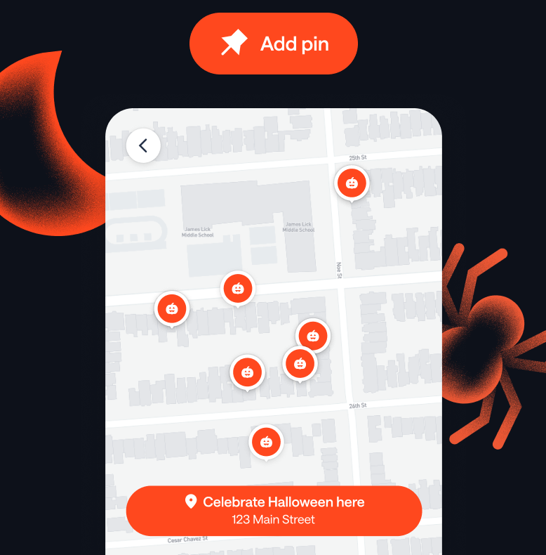 Screenshot of what Treat Map looks like in the app. Add your home!