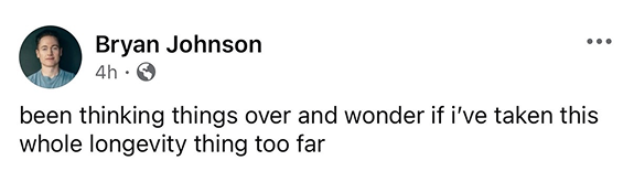 Tweet of Bryan Johnson