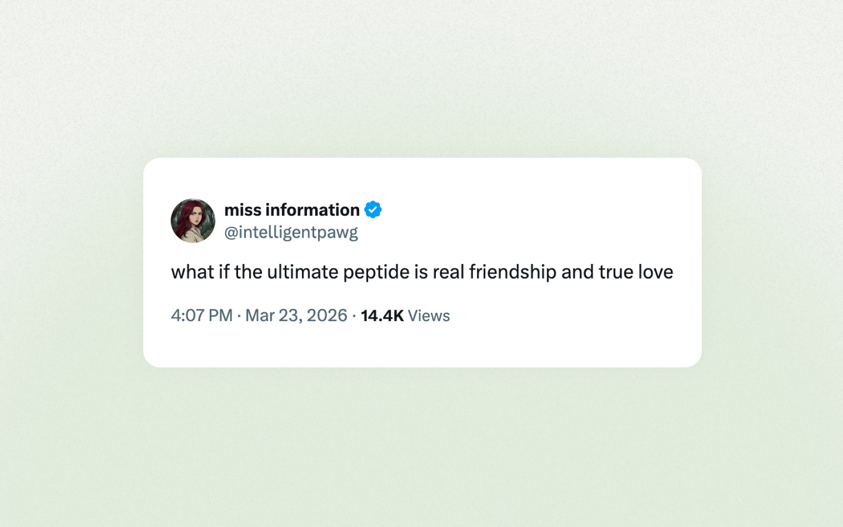 screenshot of peptide funny tweet