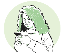 Woman using mobile phone illustration