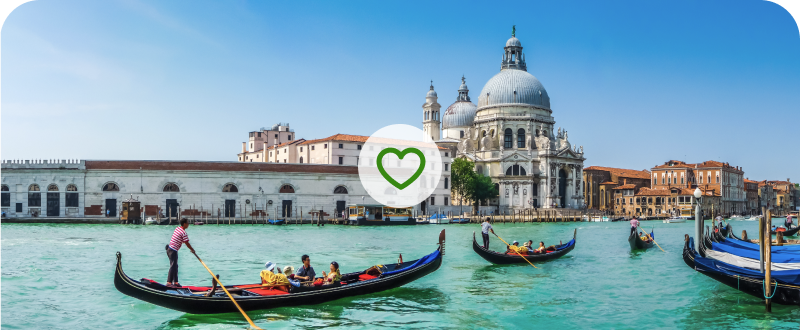 Grand Canal, Venice, with wish list heart — explore A Week in Italy tour