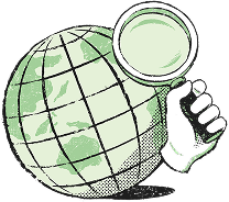 Get inspired: Globe with magnifying glass illustration
