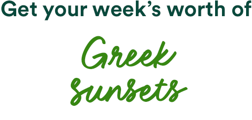 Animated headline cycling Weeklong Tour experiences&mdash;Greek sunsets, coastal drives, cobbled streets, Tuscan wine, mountain views, historic sites, and more. Opens Weeklong Tours hub, EF Go Ahead Tours.