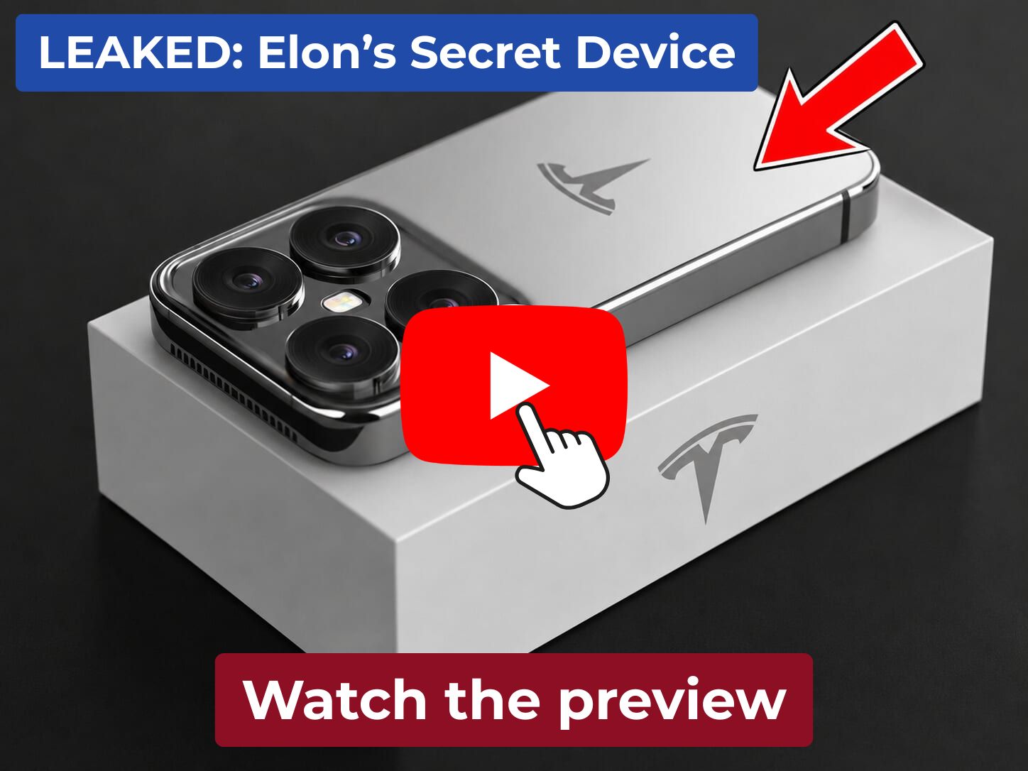 Tesla branded smartphone on a white box