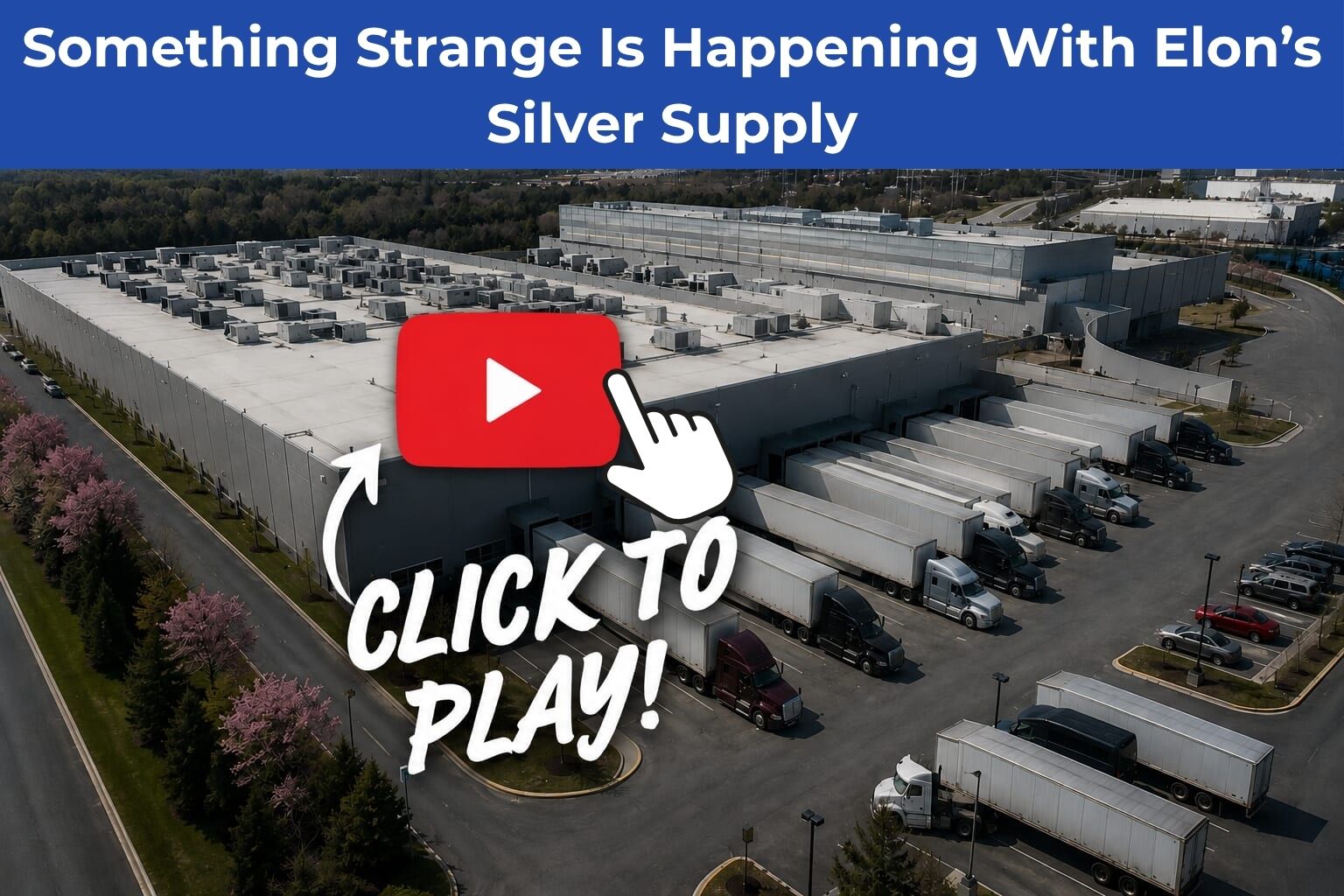 Aerial view of a warehouse with semi trucks