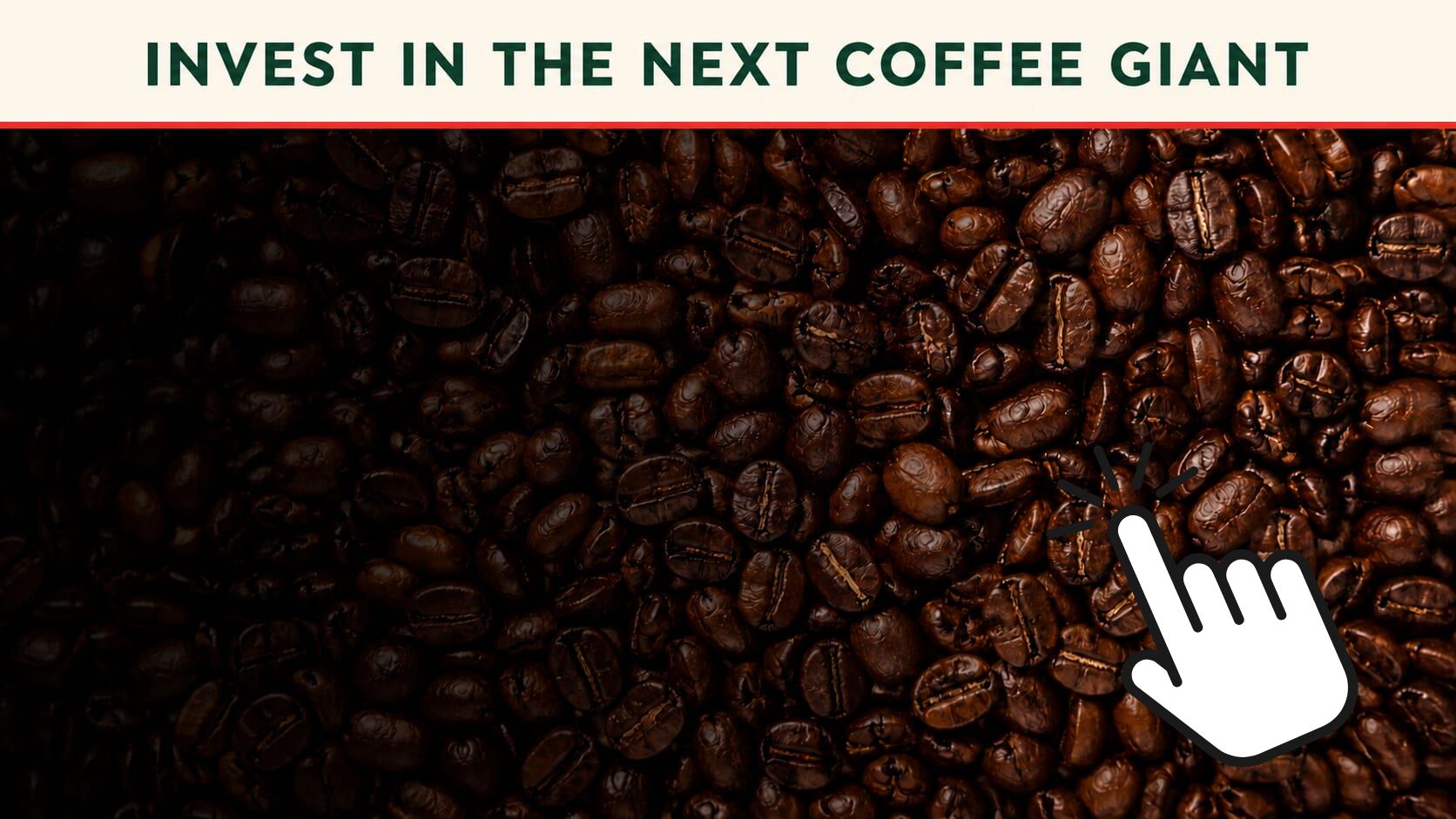 Roasted coffee beans with text banner