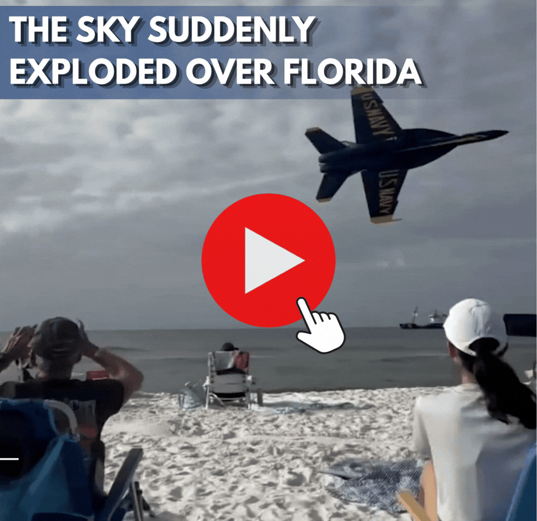 Blue Angels jet flying low over beach