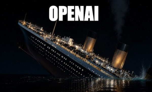 Ship sinking at night.