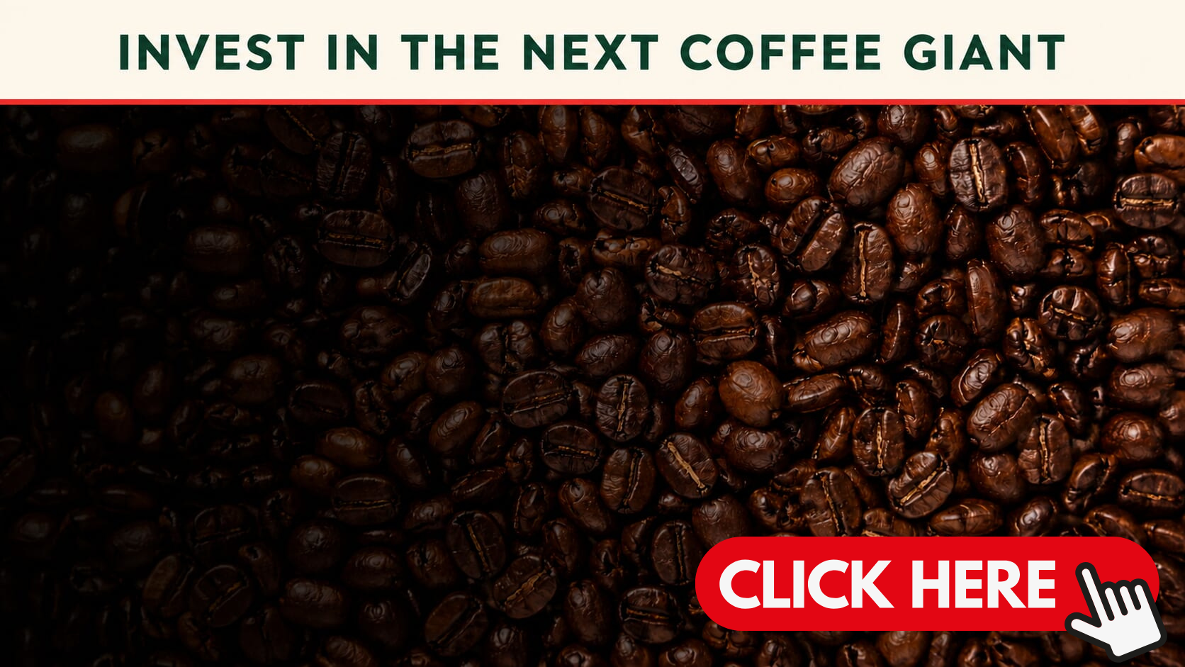 Roasted coffee beans with text banner
