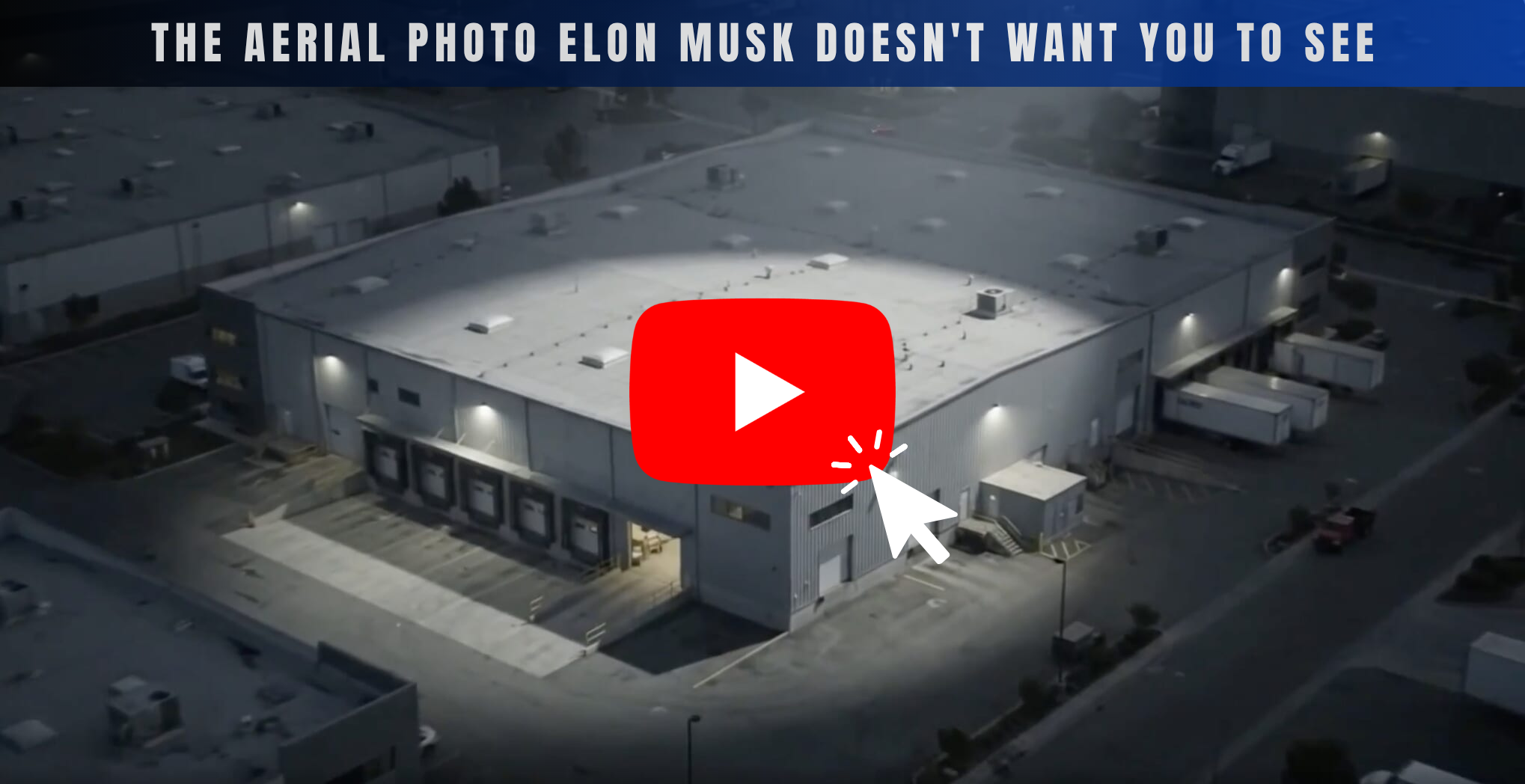 Aerial view of a warehouse at night
