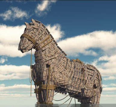 Greek Wooden Horse Statue.