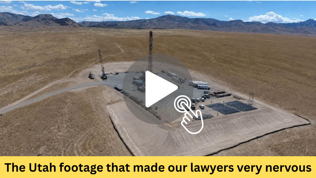 Aerial view of desert drilling rig site