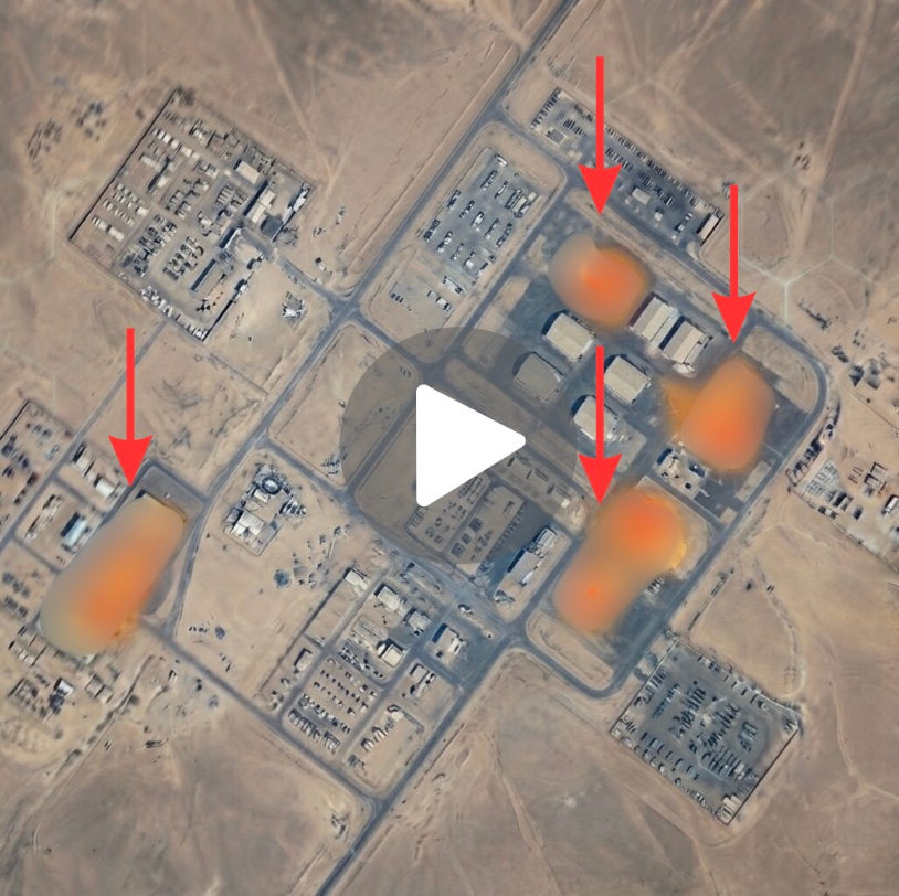 Satellite map of desert facility with heat overlay