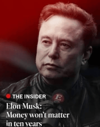 Elon Musk with headline about money