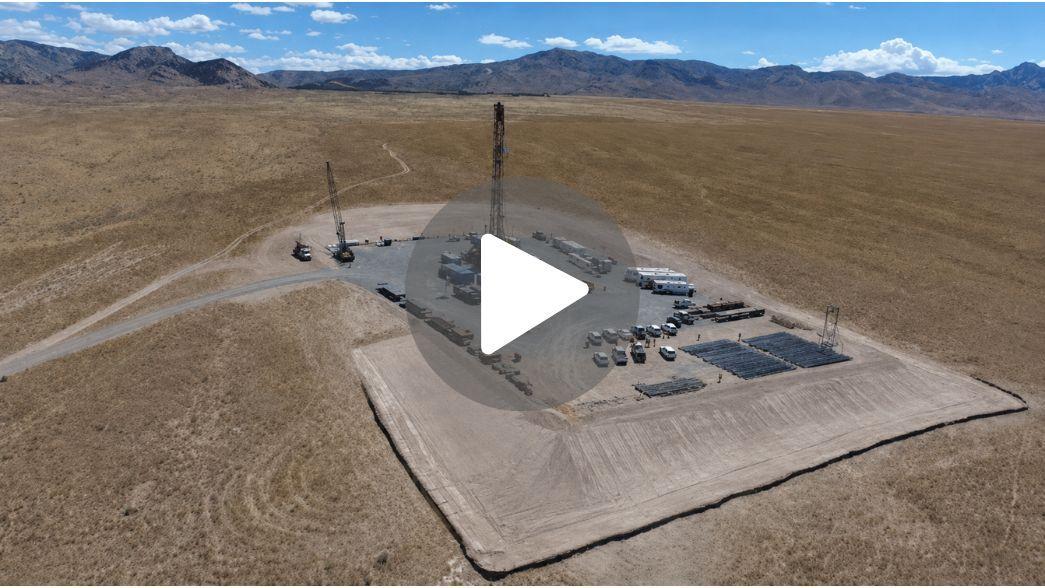 Aerial view of desert drilling rig site