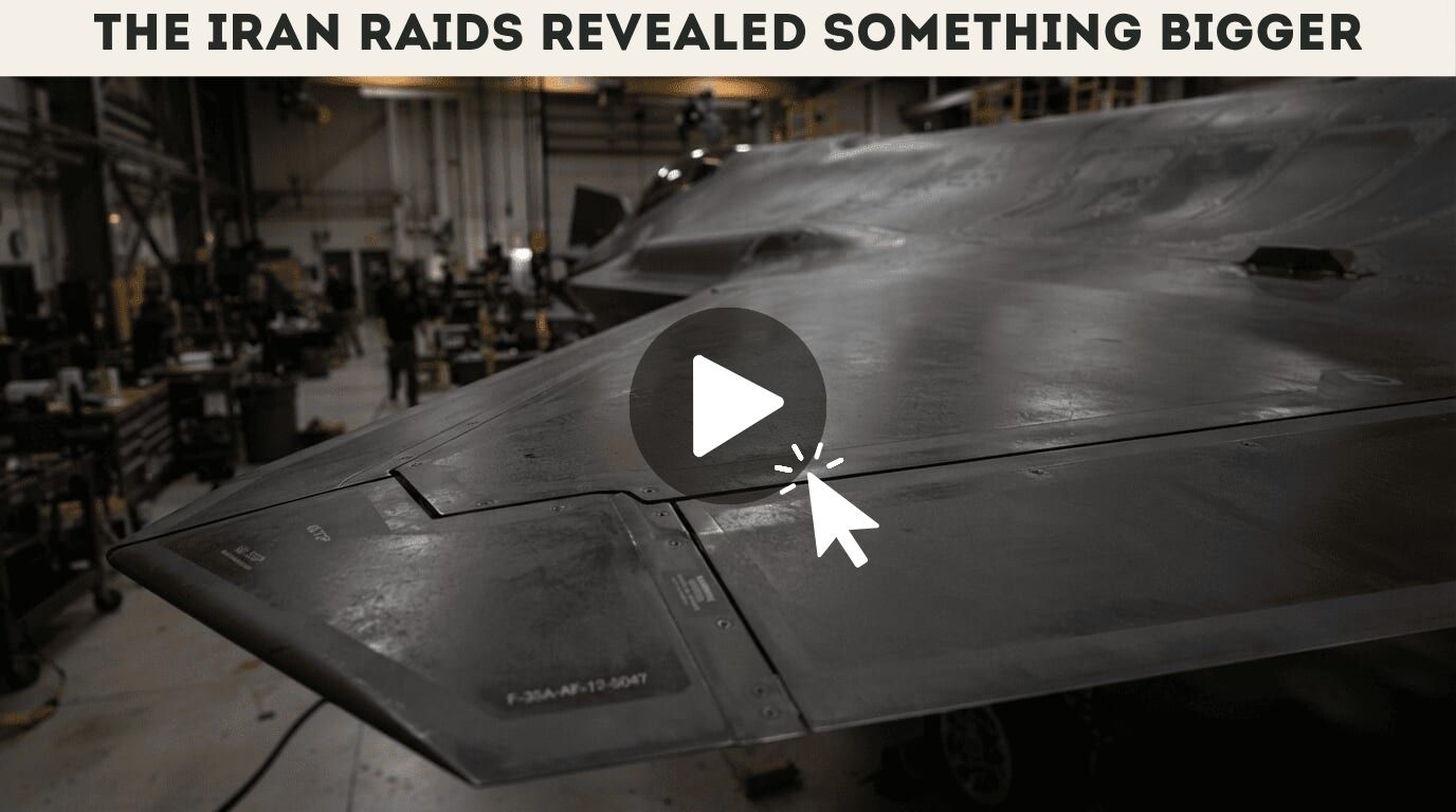 Stealth fighter jet wing inside a hangar