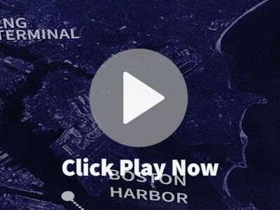 Boston Harbor map with play button