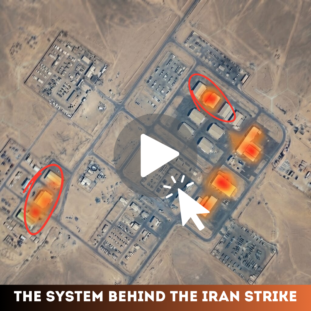 Satellite map of desert facility with heat overlay