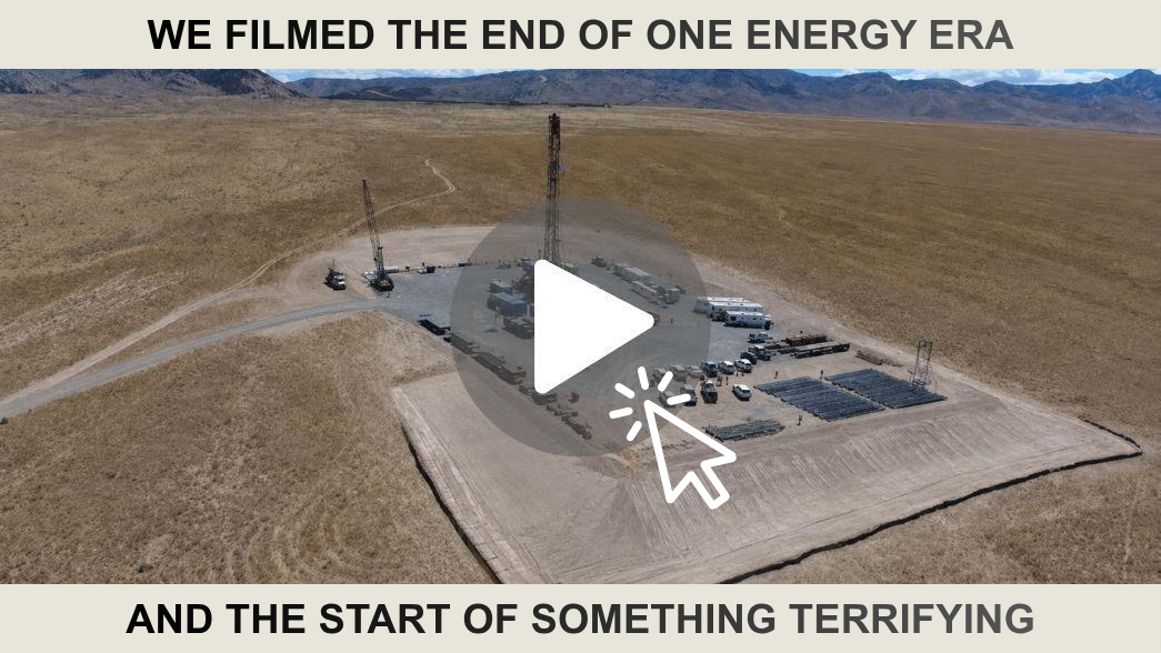 Aerial view of desert drilling rig site