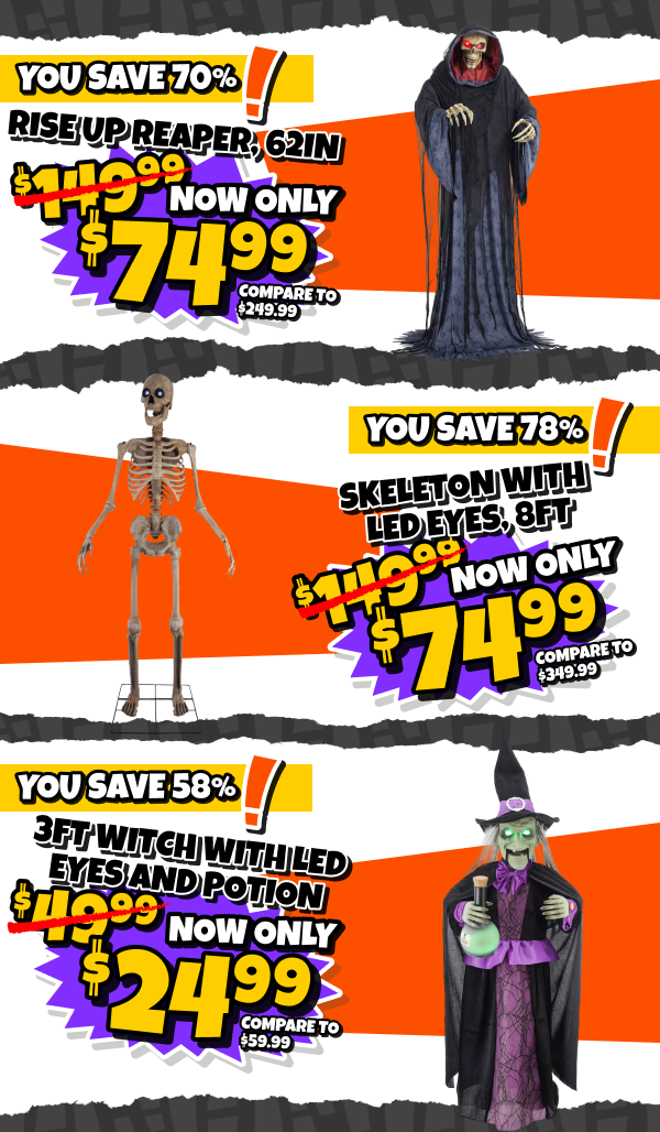 50% off all halloween, excluding candy!