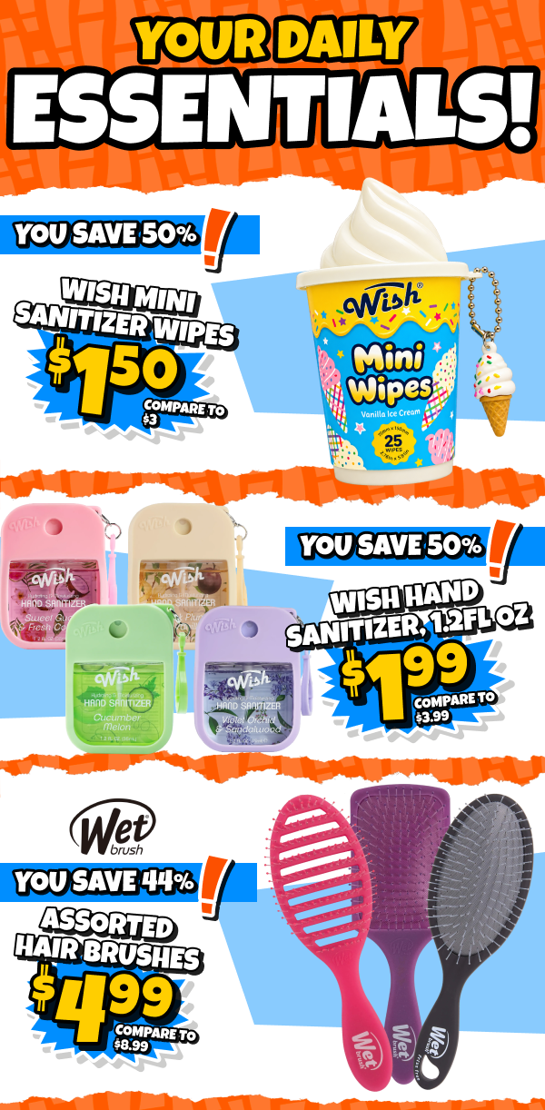 hand sanitizer and hair brushes