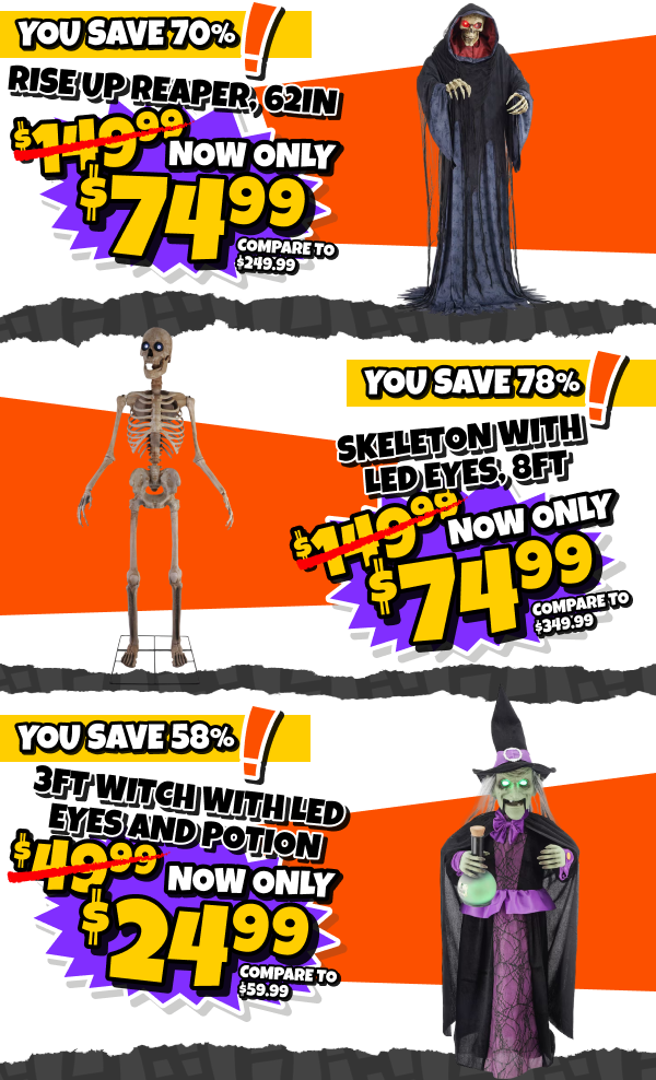 additional 50% off of these halloween animatronics and decor