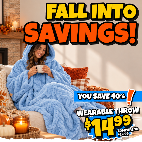 Fall savings, and a $14.99 wearable throw!