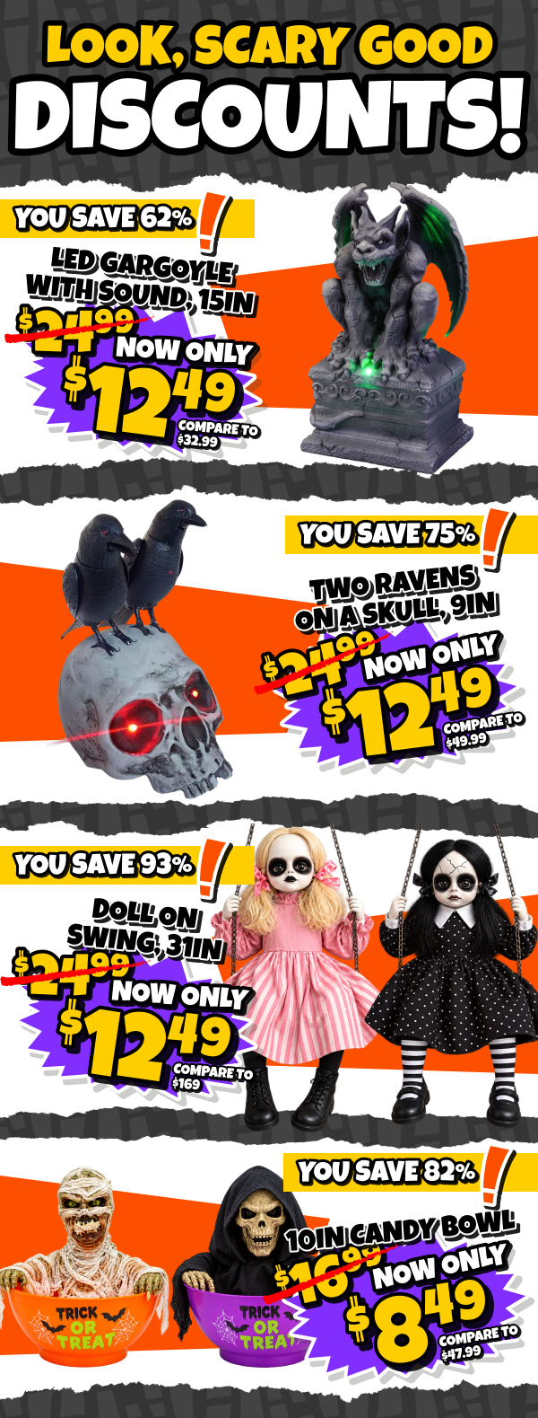 smaller halloween animatronics, up to 93% in savings!