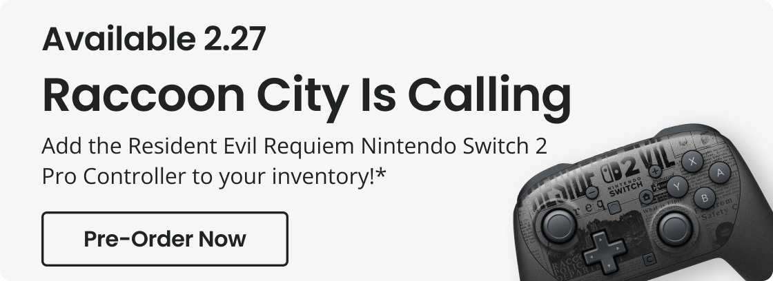 Available 2.27 | Raccoon City Is Calling | Add the Resident Evil Requiem Nintendo Switch 2 Pro Controller to your inventory!* | Pre-Order Now