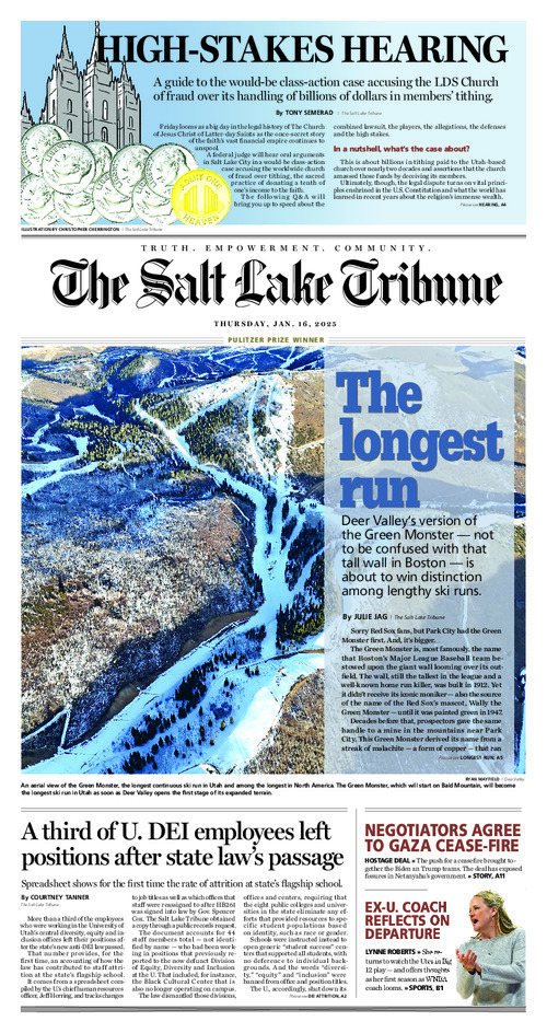 Image of The Salt Lake Tribune front page