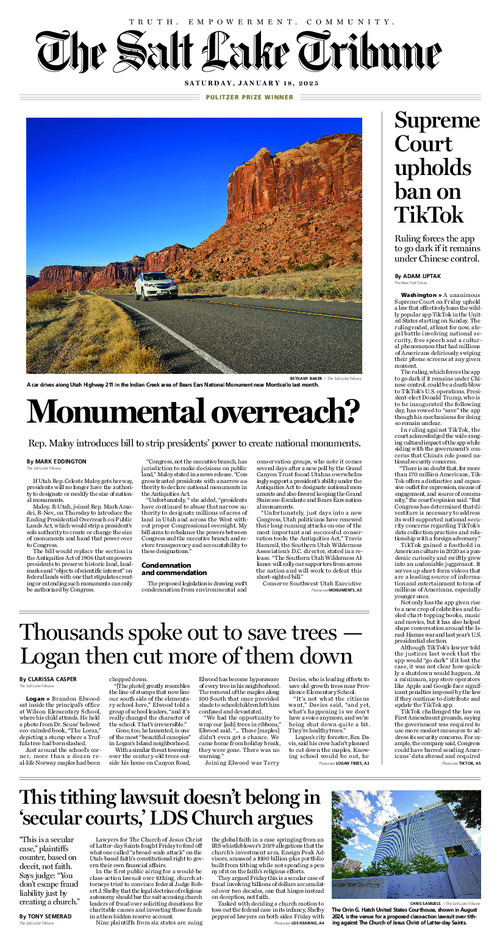 Image of The Salt Lake Tribune front page