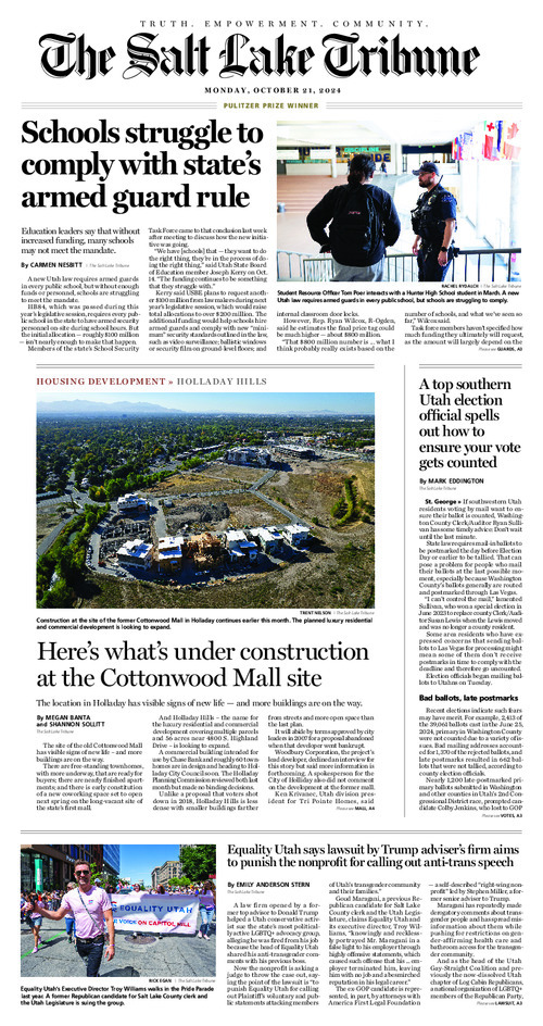 Image of The Salt Lake Tribune front page