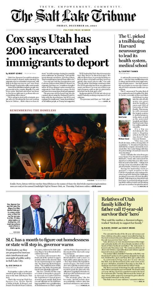 Image of The Salt Lake Tribune front page