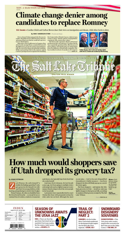 Image of The Salt Lake Tribune front page