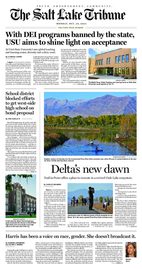 Image of The Salt Lake Tribune front page