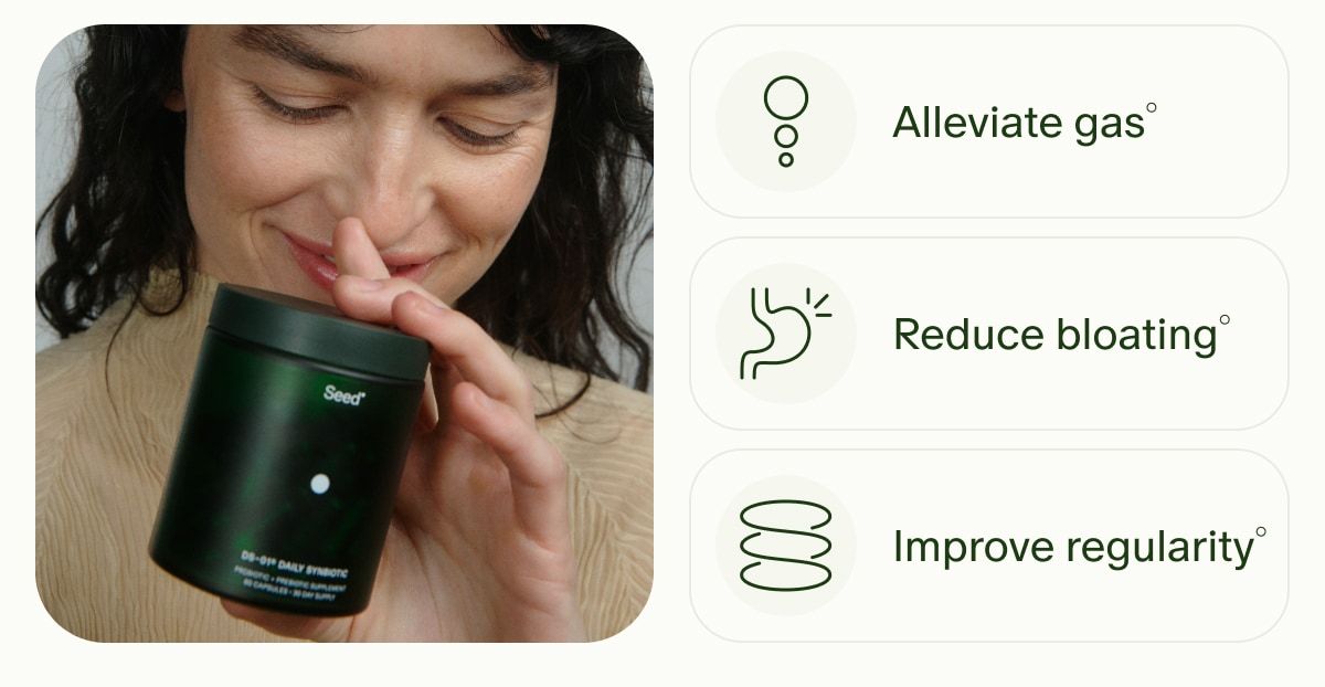 Alleviate gas° | Reduce bloating° | Improve regularity°